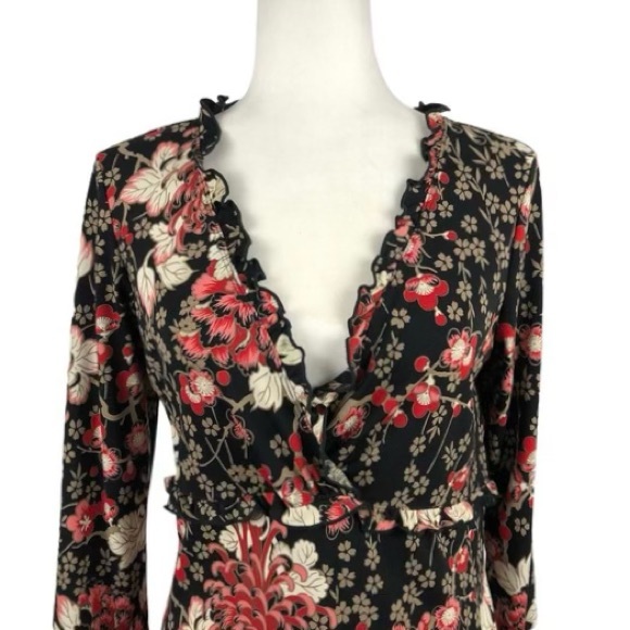 🥀 BCBGMaxAzria, Spider Chrysanthemums Floral Midi Dress - Picture 6 of 15